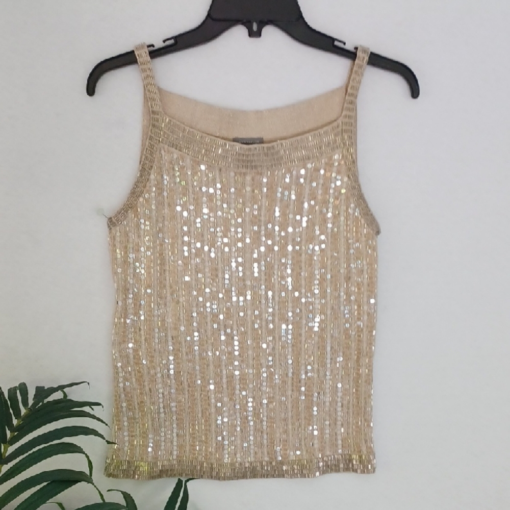 Beaded Champagne Sequin Tank Top